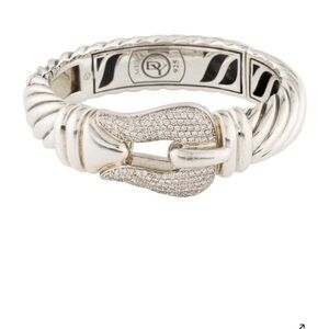 Authentic David Yurman Silver &  Diamond Buckle Bracelet/Cuff